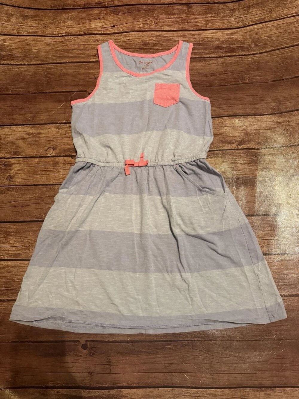 Girl’s Cat & Jack Purple Pink Striped Sundress L 10/12
